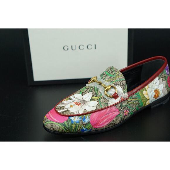 GUCCI Jordaan GG Supreme Monogram Canvas Floral Horsebit Loafer 35 NIB $780 - Picture 1 of 12